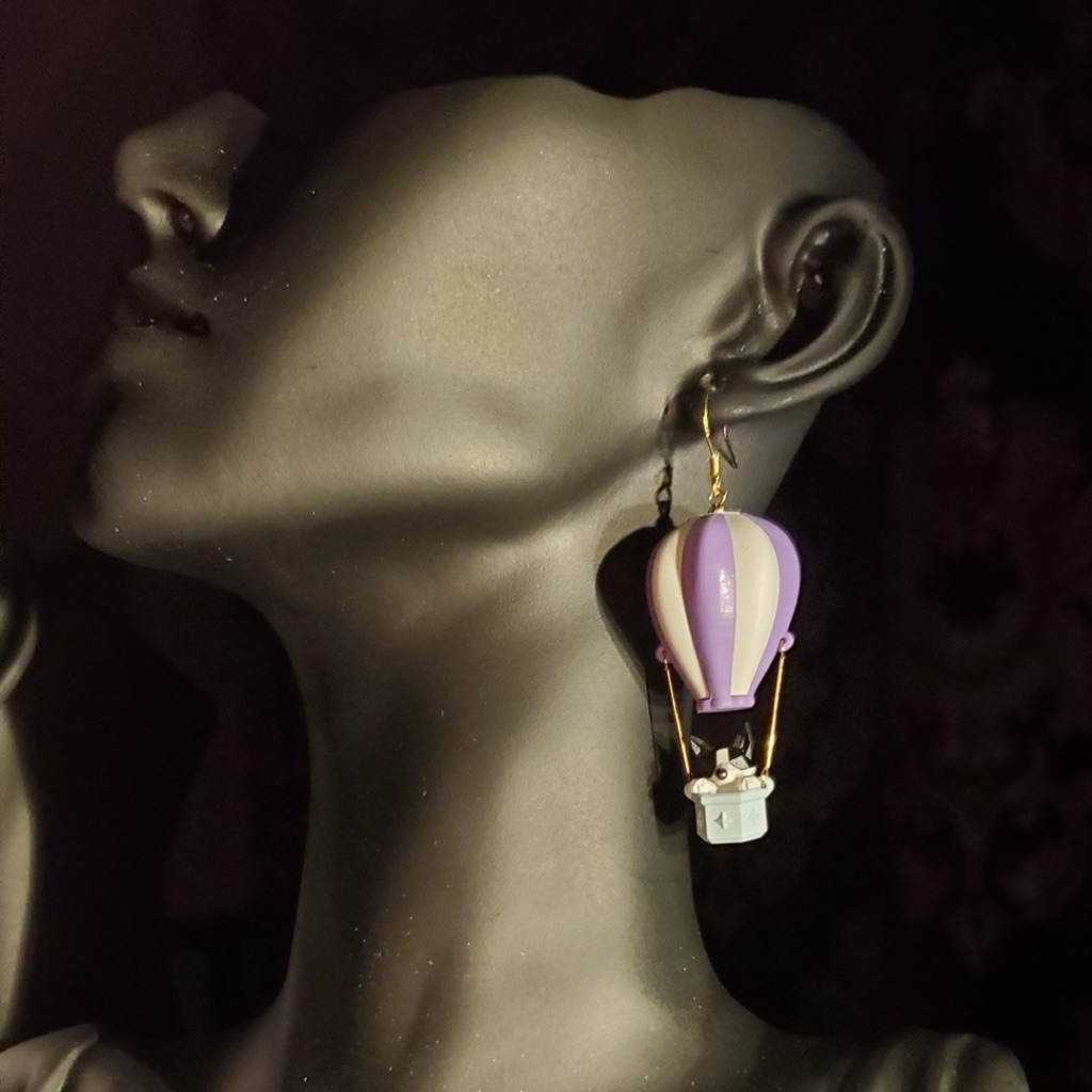 Lavender Purple Hot Air Balloon Drop Earrings With Gold-Tone Accents